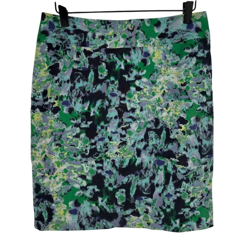 Halogen Artsy Floral Pencil Mini Skirt Blue Green Workwear Party Bohemian 8